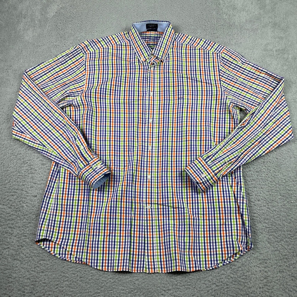 Paul & Shark Yachting Royal Yacht Club Shirt Men 44 XL Multi Gingham Check Italy